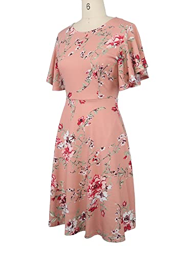 Image of oxiuly Wedding Church Vintage Cocktail Dresses with Pockets Summer Casual Floral Dress for Women Flare376