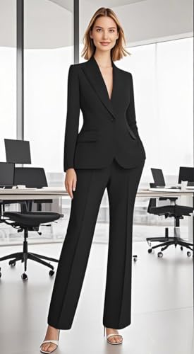 Pant Suits for Women Dressy 2 Pieces Women Business Suit Blazer Pants Set for Work Casual Wear2