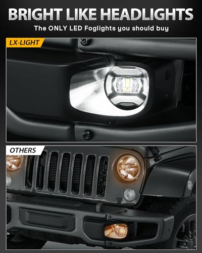 Image of LX-LIGHT Super Bright 60W 4 Inch LED Fog Lights with DRL EMC Compatible with Jeep Wrangler TJ LJ JK JT Gladiator Dodge Journey Front Bumper Lights (Pair)