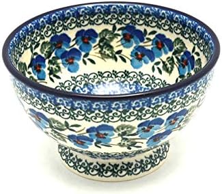 Polish Pottery Bowl - Pedestal - Small - Winter Viola