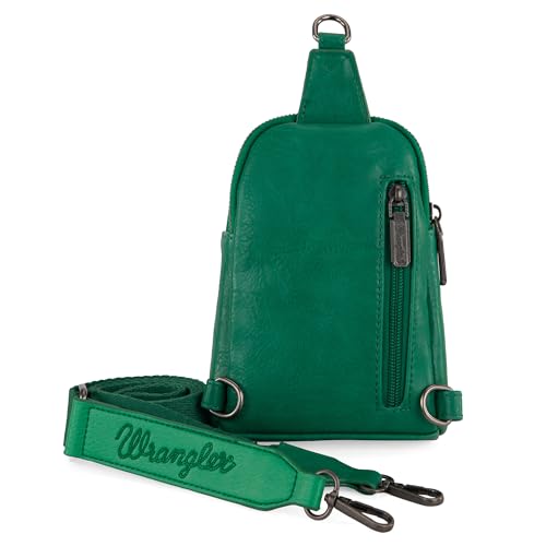 Image of Wrangler Small Sling Bag for Women, Leather Crossbody Bags Cross Body Purse Fanny Packs with Adjustable Strap for Gift
