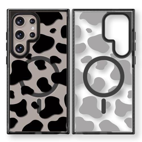 Coque robuste compatible MagSafe motif vache pour éviter les chutes de téléphone