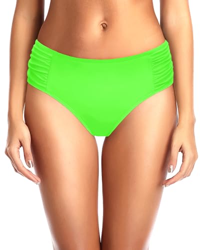 Image of Tempt Me Women Bikini Bottoms Mid Waist Bathing Suit Swimsuit Ruched Swim Bottom