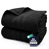 DAN RIVER 2 Pack Bath Sheets Extra Large 35x70, Large Bath Towels for Adults, XL Oversized Heavy Duty Towel Set, 600 GSM 100% Ring Spun Cotton, Soft Quick Dry, Black