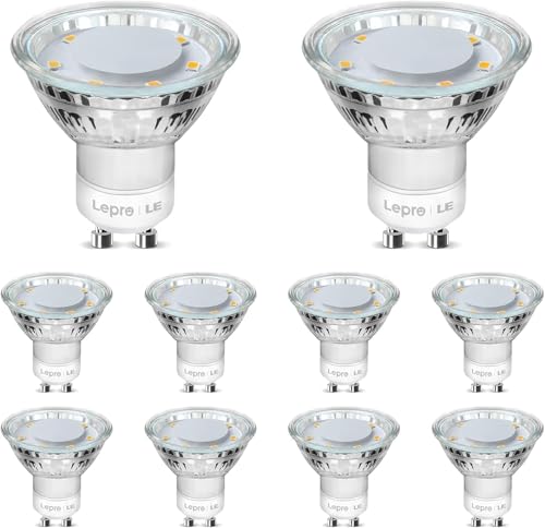 Bombilla LED GU10 4W de cristal blanco cálido 2700k con haz de 100° en pack de 10 unidades