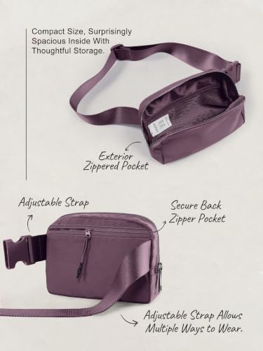 Image of ODODOS Unisex Mini Belt Bag with Adjustable Strap Small Fanny Pack for Workout Running Traveling Hiking, Plum