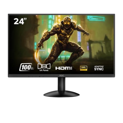 Image of AOC 24B30HM 24 inch Monitor Full HD, 100Hz Refresh Rate, 4ms, Adaptive Sync, Tilt-Adjustable Stand, 3-Sided Frame Less Slim Bezels, Anti Glare, HDMI /VGA Ports, Slim-Wall Mount