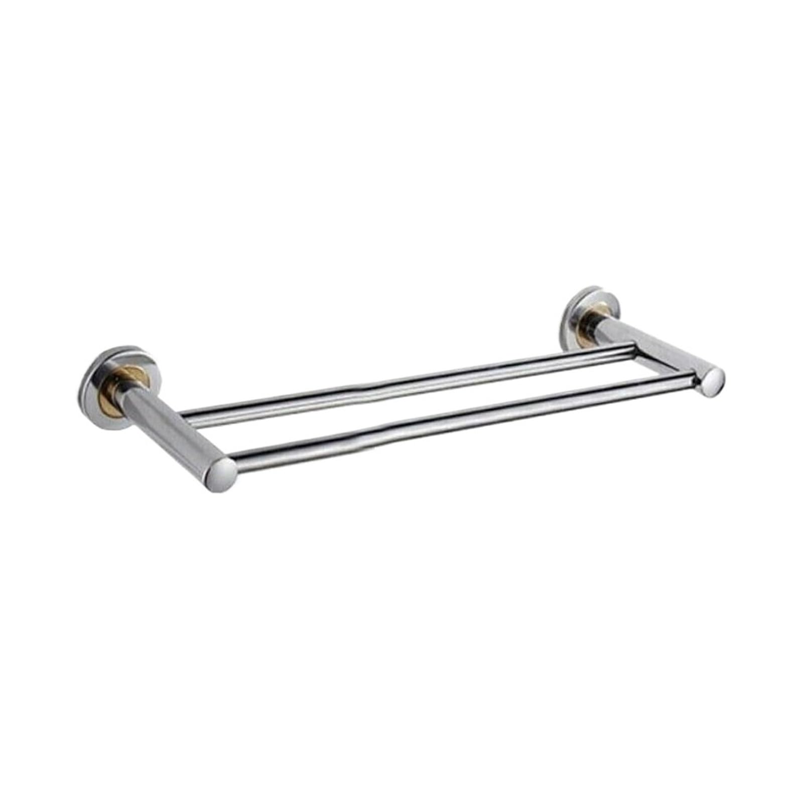40/50cm Stainless Steel Single/Double Bars Towel Rack Wall Mount Clothes Holder Storage Shelf Practical Bathroom Hanger Easy Maintenance(Double towl rail)
