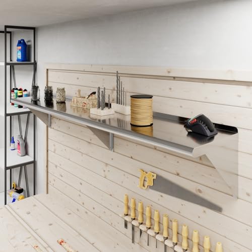Image of AmGood 14 in. x 72 in. Stainless Steel Wall Shelf | NSF | Metal Shelving | Garage, Laundry, Storage, Utility Room | Restaurant, Commercial Kitchen