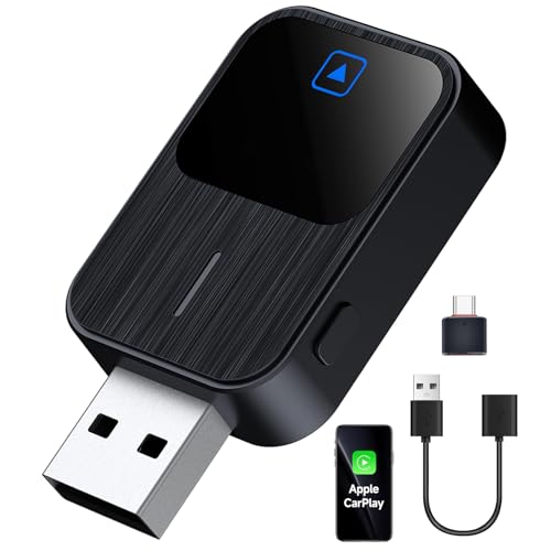 Adaptador inalámbrico CarPlay 2 en 1 y Android Auto, nueva función de botón para cambiar rápidamente teléfonos, conexión automática, USB A/tipo C Plug and Play, compatible con iOS 10+ y Android 11+