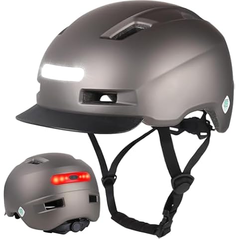 Shinmax Bike Helmet for Adults Men Women, Bicycle Helmet with USB Rechargeable LED Front and Back Light, Comfort Adjustable Cycling Helmet with Detachable Visor for Urban Commuter Mountain Road Biker Cover