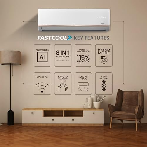 Image of IFB 2025 Model Gold Pro Smart Series 1.5 Ton 5 Star Split AC with inbuilt Wifi and Hybrid Technology, Works upto 55C, 4-Way Swing, Higher Cooling Capacity, Powered By AI - White (CI205GN32SGN1)