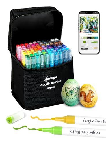 Image of 80 Colors Acrylic Paint Markers with App Dual Brush and Fine Tip Paint Pens