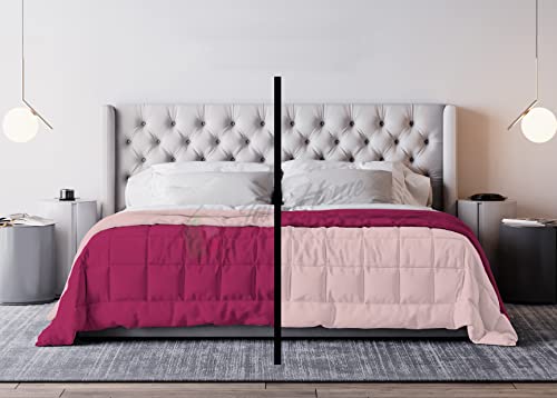 Tata Home Trapunta Invernale Tinta Unita Double Face Singola Imbottita 350 gr/mq Piumone Caldo Letto 1 piazza 180x260 cm Bicolore Rosa Fucsia Mod. J