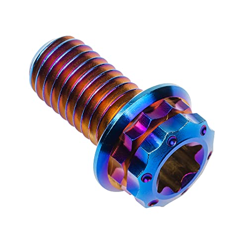 Image of Titanium Flange 12 Point Head M8 x15 20 25 30 35 40 45 50 55 60 65mm Screw Bolt Pack of 4 (M8x15mm, Burning Blue)