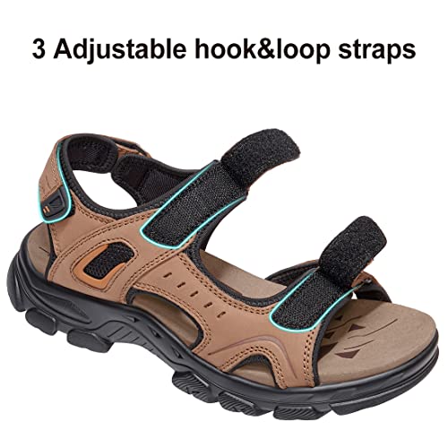 CAMEL CROWN Men's Leather Sandals Hiking Outdoor Water Beach Sports Mens Sandals for Summer with Open Toe Adjustable Straps4