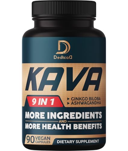 DEDICAD Kava Kava Capsules - 3 Month Supply - 9 Herbs with Ginkgo Biloba Ashwagandha Root Andean Cocoa Graviola Leaf Chamomile Valerian Lemon Balm & Skullcap - Support Mood & Immune - 90 Pills
