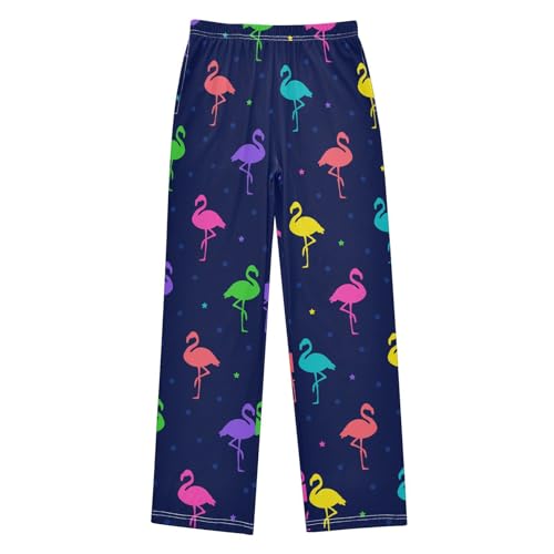 ZZXXB Colorful Flamingoes Print Boys Long Pants Soft Trousers Elastic Waist Kids Lounge Bottoms with Pockets S-XL