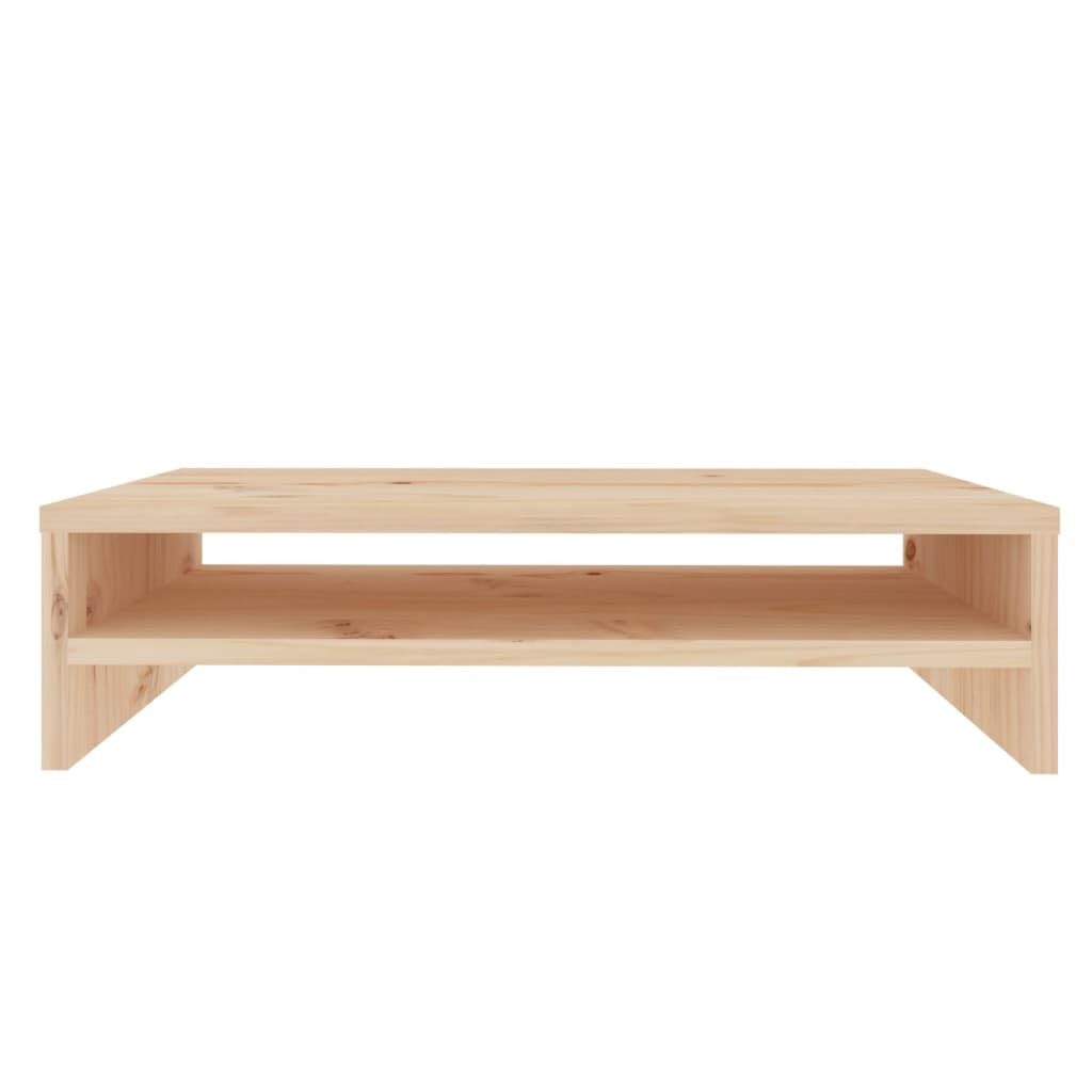 Stojak na monitor 50 x 24 x 13 cm z litego drewna sosnowego, nowoczesny, ze schowkiem na klawiaturę, odciąża szyję i plecy, idealny do biura i domu