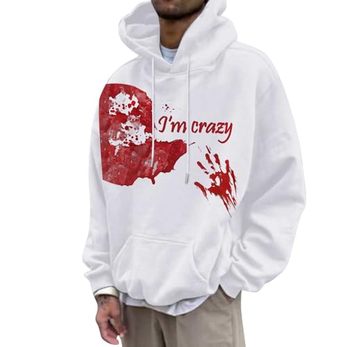 Sweat à capuche d'Halloween homme avec impression graphique sanglante streetwear décontracté