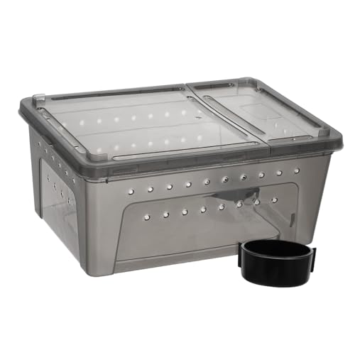 Kunststoff Reptilienbox 2 Stück Terrarium für Reptilien Zuchtbox mit Futterspender Feuchtigkeitsbeständig Transparent für Schildkröten Geckos Schlangen und Spinnen