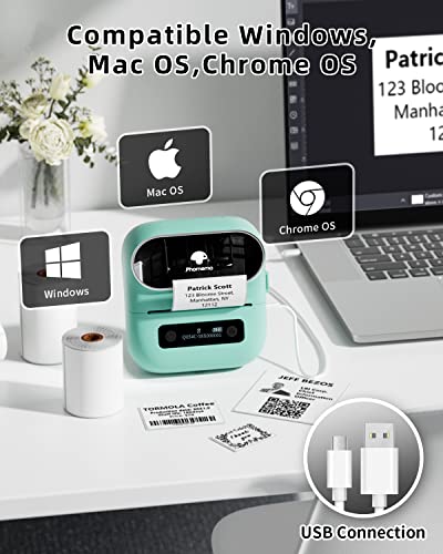 Image of Phomemo M220 Label Maker, 3.14 inch Bluetooth Thermal Label Printer | for Address, Barcode & Product Label, Portable Small Printer Compatible with Phone, Tablet & PC