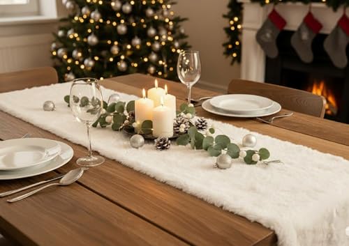 KAMACA Tischläufer 28×200 cm Kuschelfell in Lammfell-Optik...