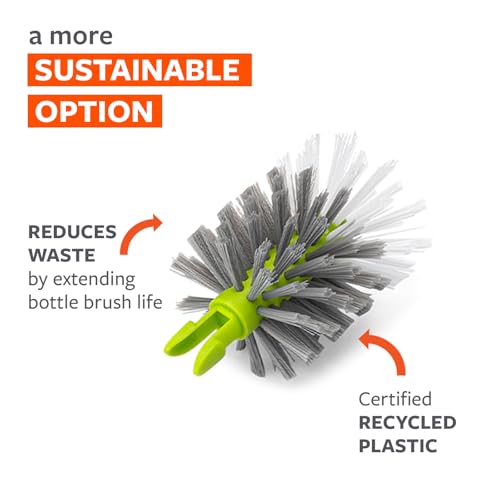 Image of Full Circle Clean Reach - Replaceable Head Refill for Bottle Brush for Deep Cleaning Water Bottles, Baby Bottles, Flasks, Tumblers, Vases, and Kitchen Sink, Green