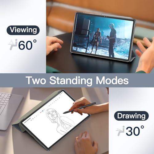 Image of JETech Case for Samsung Galaxy Tab S10 Lite / S10 FE / S9 FE 10.9-Inch, Slim Translucent Back Tri-Fold Stand Protective Tablet Cover, Support S Pen Charging, Auto Wake /Sleep (Gray)