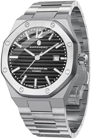 SAPPHERO Automatik-Herrenuhr Uhren Herren Edelstahlband 50M wasserdicht