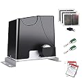 TOPENS DK1000S Solar Sliding Gate Opener Rack Drive Automatic Gate Motor for Heavy Driveway Slide Gates Up to 1800 Pounds, Electric Gate Operator Battery Powered with Solar Panel Remote Control Kit
