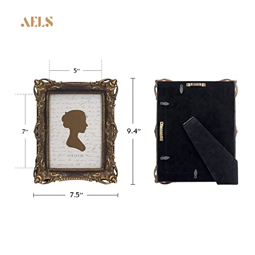 Aels 5X7 Inch Vintage Picture Frame, Elegant Antique Photo Frames With Glass Front, Photo Display, Tabletop Wall Hanging, Gift Ideas, Brown Vine #TOP1