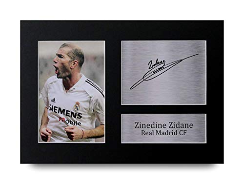 HWC Trading Zinedine Zidane A4 Ungerahmt Signiert Gedruckt Autogramme Bild Druck-Fotoanzeige Geschenk Für Real Madrid Fußball Fans