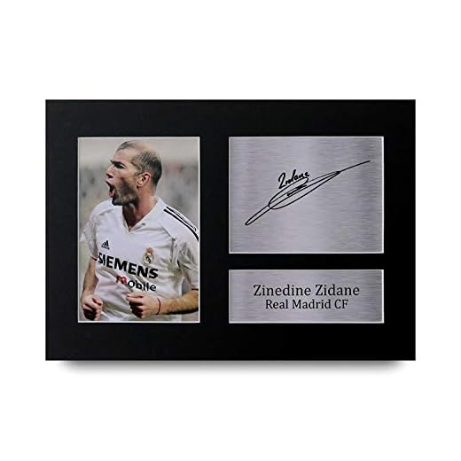 HWC Trading Zinedine Zidane A4 Sin Marco Regalo De Visualización De Fotos De Impresión De Imagen Impresa Autógrafo Firmado por Real Madrid Los Aficionados Al Fútbol