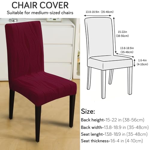 Image of HOKIPO 200 GSM Stretchable Knitting Jacquard Chair Cover Set of 4,'Nestiva Series' Burgundy (AR-6072-BRGN)