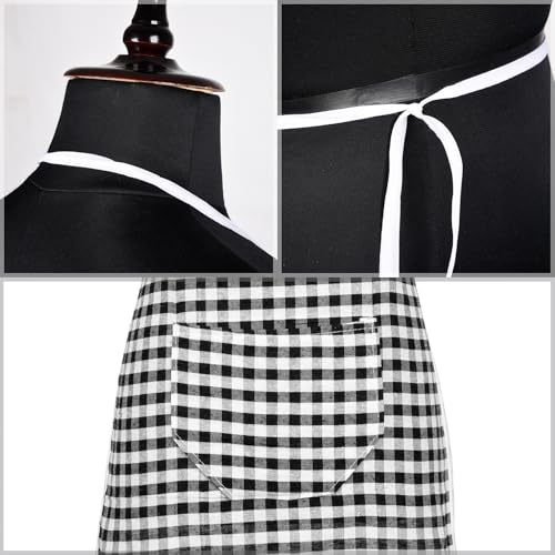 Image of Space Fly Cotton Kitchen Apron for Cooking with Large Pocket | 57x78 cm Checkered Design | Adjustable & Washable Chef Apron for Men & Women | Ideal for Home, Baking, BBQ & Kitchen Use | Set of 1