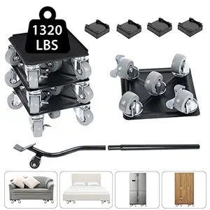 Furniture Moving Kit - Includes 4pcs Heavy Duty Furniture Dolly with 5 Wheels and 1 Lifting - Carbon Steel Panel, 1320lbs Load Capacity, 300lbs Load Capacity per Panel - Ideal for Moving Furniture