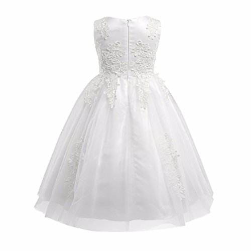 FEESHOW Crochet Embroidered Flower Girl Dress Princess Pageant Formal Wedding Bridesmaid Party Prom Dress3