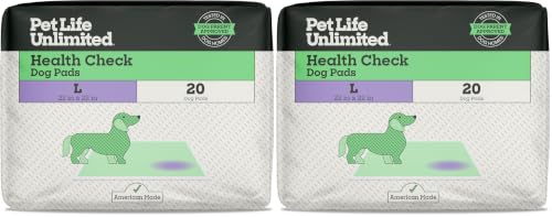 Image of Pet Life Unlimited Health Check Puppy Pads for Dogs, Health Indicating Pee Pads, 20 Count, 22 inch x 22 inch, Color-Track Technology Detects Common Health Issues, Leak-Proof, Super Absorbent, Made in USA
