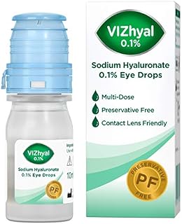VizHyal  Preservative Free Eye Drops  Sodium Hyaluronate 0.1% - for Treatment of Dry Eyes  10ml