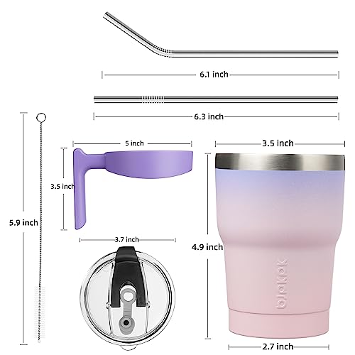 Image of BJPKPK 10 oz Mini Tumbler with Lid, Straw & Handle, Insulated Steel Cup