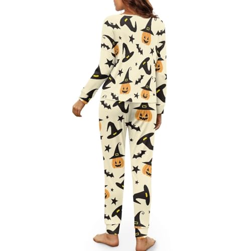 Image of Womens Lounge Set Long Sleeve Soft Pajama Sets Casual 2 Piece Pj Outfit Crewneck Sleepwear with Pockets Plus Size