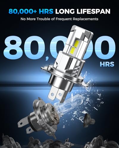 Image of Marsauto H4 /9003 Light Bulbs, 40,000LM 600% Ultra Brighter, 6500K Cool White, H4 Fog Lights Bulbs, Pack of 2