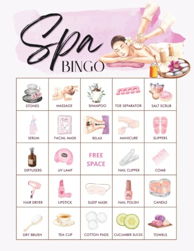 Spa bingo: 32 player Spa Birthday Party Game,Manicure Party, selfcare gifts for women and mothers dây, wellness day activity image 2