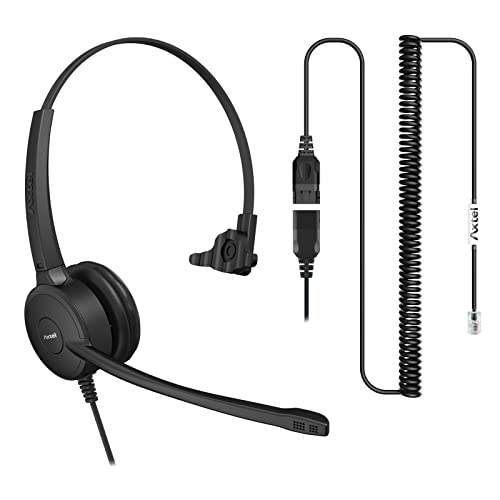 Axtel Bundle Prime Mono with AXC-02 Cable | Noise Cancellation - Compatible with Grandstream GXP1600, GXP1700, GXP2100, GRP2600 Series Phones