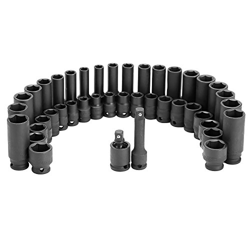 Oemtools 23983 Master 42 Piece Impact Socket Set, 3/8 Drive, Metric And Sae Socket Set With Shallow And Deep Sockets For Auto Repairs, Includes Custom Storage Tray #TOP1