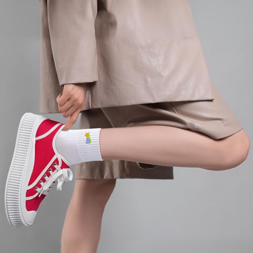 Image of Eurzom 10 Pairs Socks Womens Crew Elastic Ankle Length Cotton Socks Aesthetic Cute Lightweight Low Cut Gifts for Women