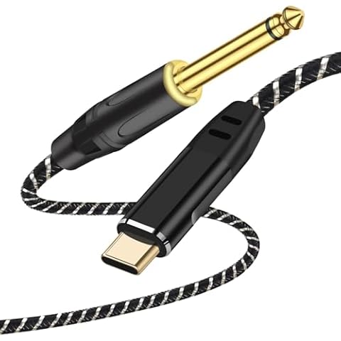 BOIOT USB C Guitar Cable,10FT Guitar 1/4 Inch TS to Computer USB Type C Interface Recording Cable for Instruments Recording Singing, Premium Braided Shielding Cable,Gold Plated Plug.Plug and Play Cover