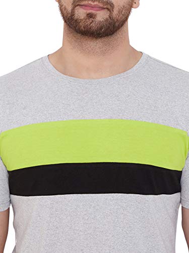 Image of GRITSTONES Half Sleeves Color Block Round Neck T-Shirt for Men -GSHSTSHT2520 P