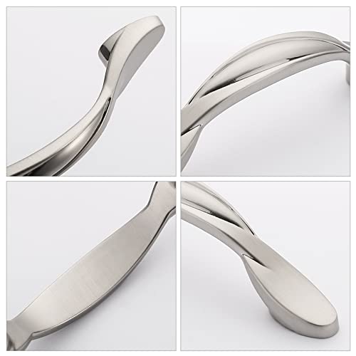 Image of Asidrama 10 Pack 3 Inch(76mm) Brushed Satin Nickel Kitchen Cabinet Handles, Cabinet Pulls Kitchen Cabinet Hardware for Cupboard Drawer Pulls